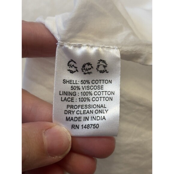 Sea New York Marina White Eyelet Long Sleeve Dress Lace Embroidered Size L - Picture 12 of 16